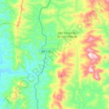 Mappa topografica São Sebastião do Sacramento, altitudine, rilievo