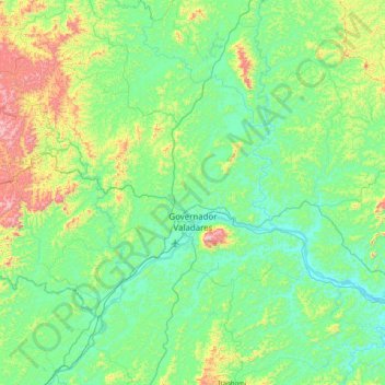 Mappa topografica Governador Valadares, altitudine, rilievo
