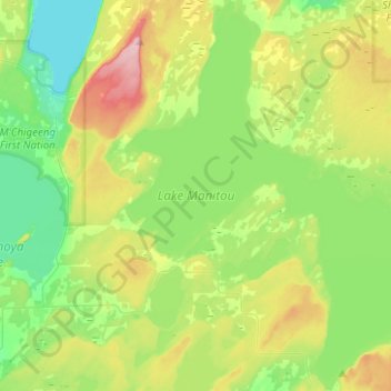 Mappa topografica Lake Manitou, altitudine, rilievo