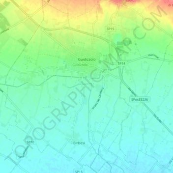 Mappa topografica Guidizzolo, altitudine, rilievo