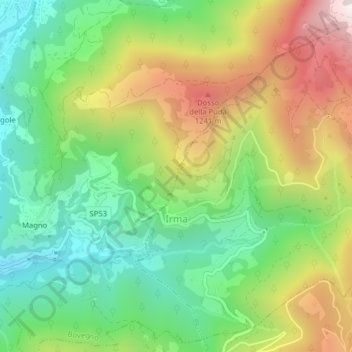 Mappa topografica Irma, altitudine, rilievo