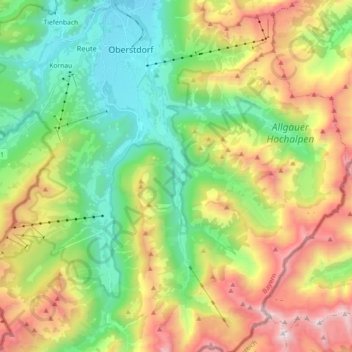 Mappa topografica Trettach, altitudine, rilievo