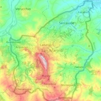Mappa topografica San Marino, altitudine, rilievo