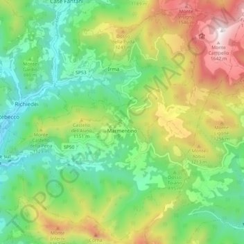 Mappa topografica Marmentino, altitudine, rilievo
