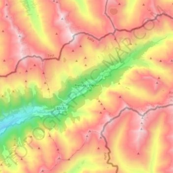 Mappa topografica Predoi, altitudine, rilievo