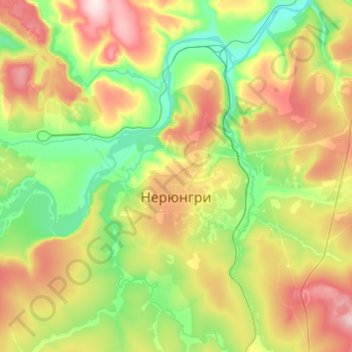 Mappa topografica Neryungri, altitudine, rilievo