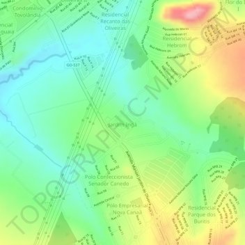 Mappa topografica Jardim Ingá, altitudine, rilievo