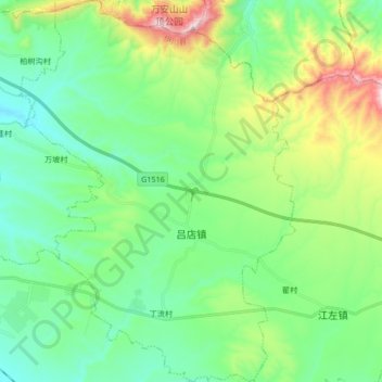 Mappa topografica 吕店镇, altitudine, rilievo