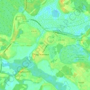 Mappa topografica Спас-Клепиковское городское поселение, altitudine, rilievo