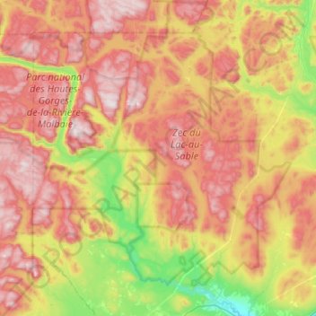 Mappa topografica Mont-Élie, altitudine, rilievo