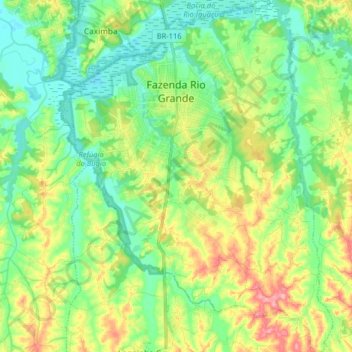 Mappa topografica Fazenda Rio Grande, altitudine, rilievo