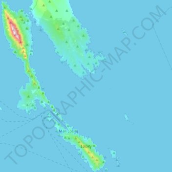 Mappa topografica Lussino, altitudine, rilievo