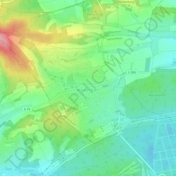 Mappa topografica Mackenbach, altitudine, rilievo