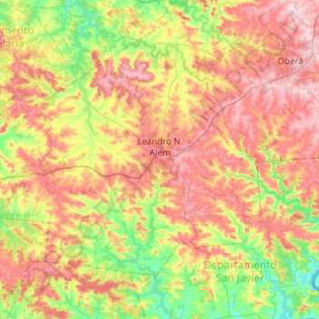 Mappa topografica Departamento Leandro N. Alem, altitudine, rilievo