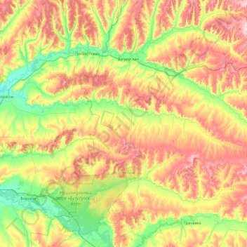 Mappa topografica Малый Кинель, altitudine, rilievo
