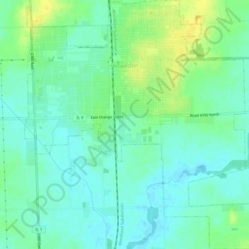 Mappa topografica Hoopeston, altitudine, rilievo