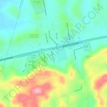 Mappa topografica Bonança, altitudine, rilievo