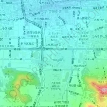 Mappa topografica 趵突泉街道, altitudine, rilievo