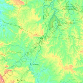 Mappa topografica Irati, altitudine, rilievo