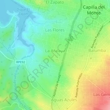Mappa topografica La Toma, altitudine, rilievo