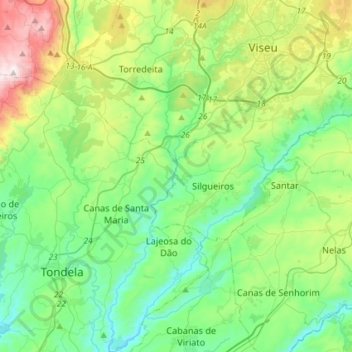 Mappa topografica Rio Pavia, altitudine, rilievo