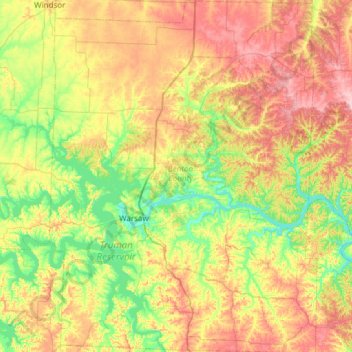 Mappa topografica Benton County, altitudine, rilievo