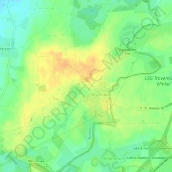 Mappa topografica Ovendorf, altitudine, rilievo