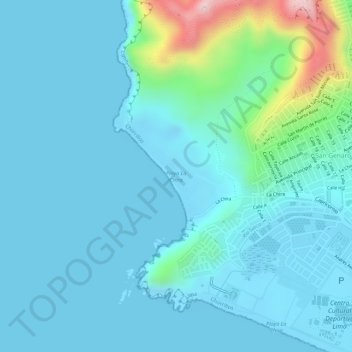 Mappa topografica Playa La Chira, altitudine, rilievo