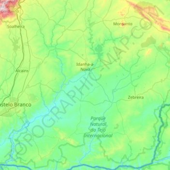 Mappa topografica Idanha-a-Nova, altitudine, rilievo