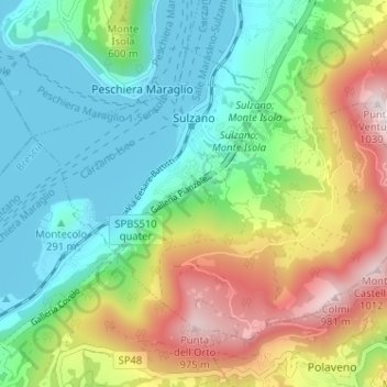 Mappa topografica Sulzano, altitudine, rilievo