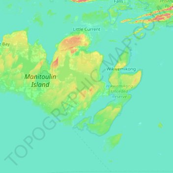 Mappa topografica Northeastern Manitoulin and the Islands, altitudine, rilievo