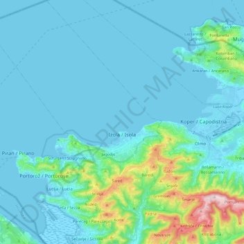 Mappa topografica Isola, altitudine, rilievo