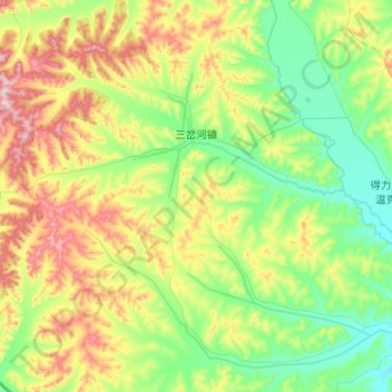 Mappa topografica 三岔河镇, altitudine, rilievo