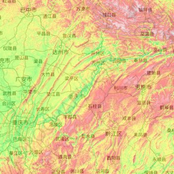 Mappa topografica 三峡水库, altitudine, rilievo