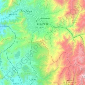 Mappa topografica Los Andes, altitudine, rilievo