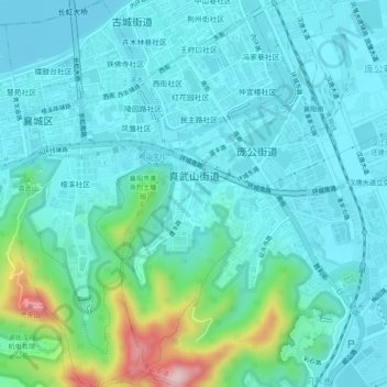Mappa topografica 真武山街道, altitudine, rilievo
