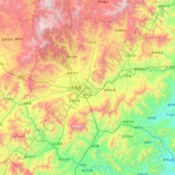 Mappa topografica 涞源县, altitudine, rilievo