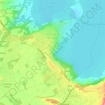 Mappa topografica Annone di Brianza, altitudine, rilievo