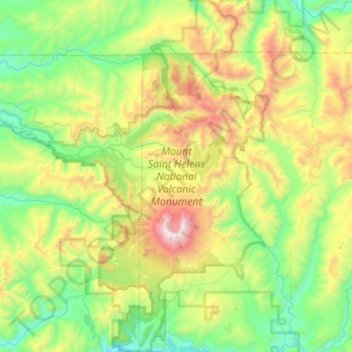 Mappa topografica Mount Saint Helens National Volcanic Monument, altitudine, rilievo
