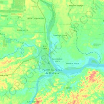 Mappa topografica Puerto Francisco de Orellana, altitudine, rilievo