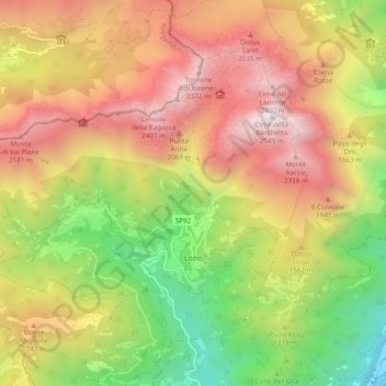 Mappa topografica Lozio, altitudine, rilievo