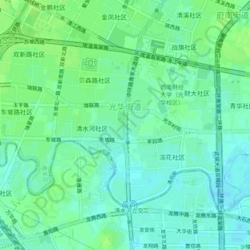 Mappa topografica 光华街道, altitudine, rilievo