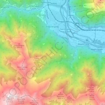 Mappa topografica Pieve Vergonte, altitudine, rilievo