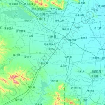 Mappa topografica 叶县, altitudine, rilievo