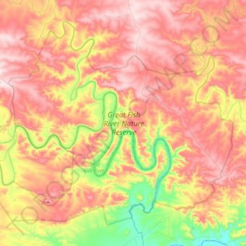 Mappa topografica Great Fish River Nature Reserve, altitudine, rilievo