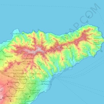 Mappa topografica Macizo de Anaga, altitudine, rilievo
