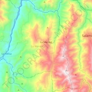 Mappa topografica La Merced, altitudine, rilievo