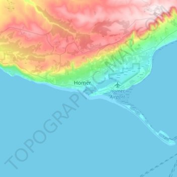 Mappa topografica Homer, altitudine, rilievo