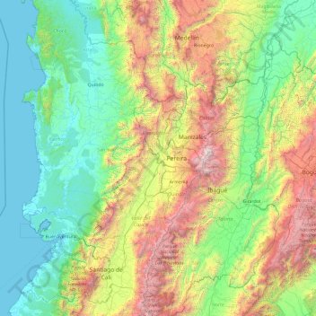 Mappa topografica Río Cauca, altitudine, rilievo