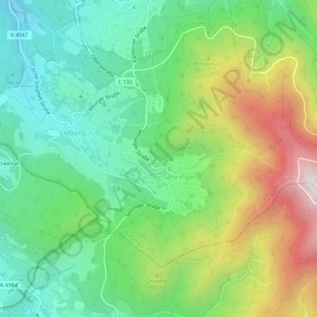 Mappa topografica Lipburg, altitudine, rilievo